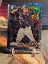 2021 Bowman Chrome Prospects Blue Shimmer Refractors #BCP15 Colton Welker /150