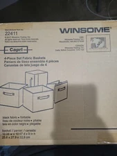 Winsome Transitional Black Fabric Set Of 4 Basket 22411