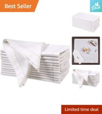 Elegant Flax-Cotton Dinner Napkins - White - Square - 20x20 - Set of 12