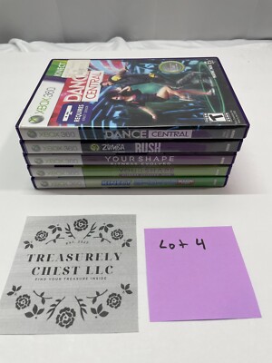 Xbox 360 Kinect 5 Video Game Lot Dance Central, Sports, Zumba Rush, Your Shape