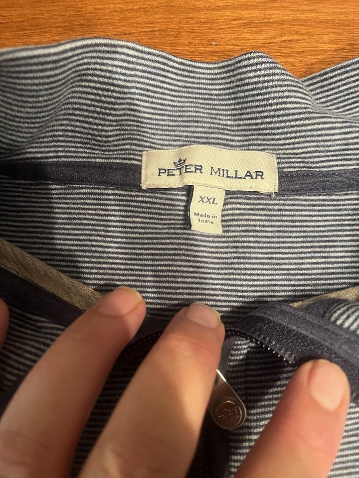Peter Millar Pullover Mens 2XL Blue Shirt Jacket Sweater Quarter Zip