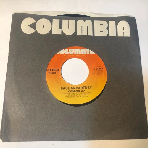 Paul Mccartney Wings The Beatles 7" 45 record & Label Sleeve Coming Up / Live At