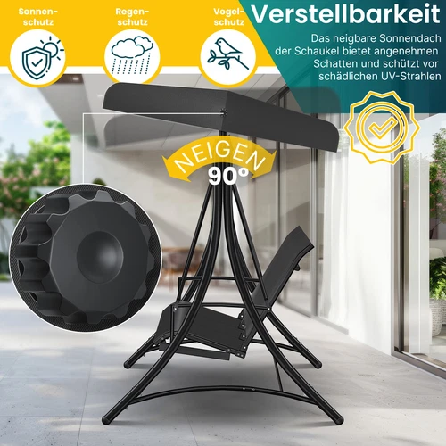 KESSER® Hollywoodschaukel Gartenschaukel mit Sonnendach 3er Schaukelbank 300kg - Bild 24 von 41