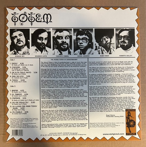 LP: TOTEM - self titled s/t URUGUAY LATIN JAZZ ROCK REISSUE - Foto 2 di 3