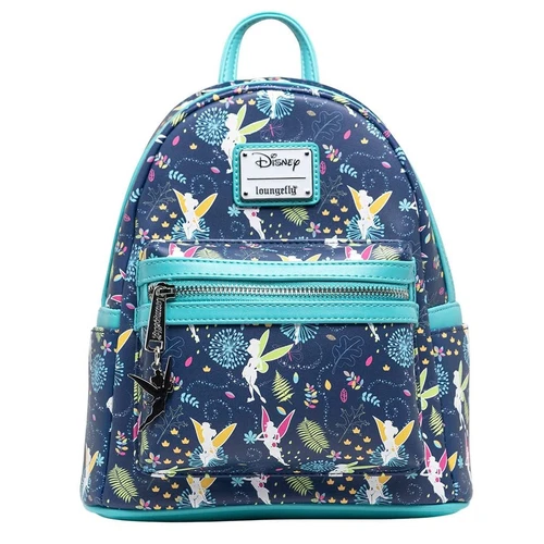 Loungefly Women's Disney Teal Tinkerbell Glow in the Dark Allover Print Backp...