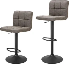 Bar Stools Set of 2 Counter Height, Swivel Barstools with Footrest and L Shape T