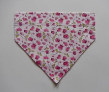 VALENTINE'S DAY PINK ROSES  HEARTS ON WHITE DOG SCARF/BANDANA--S, M, L