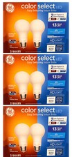 case of 6 bulbs GE color select LED Indoor LED Light Bulbs, A19, relax or