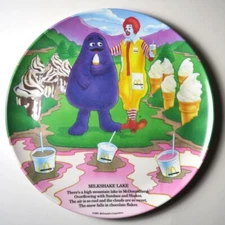 Vintage McDonald's 1989 Happy Meal Plastic Collector Plate Milkshake Lake