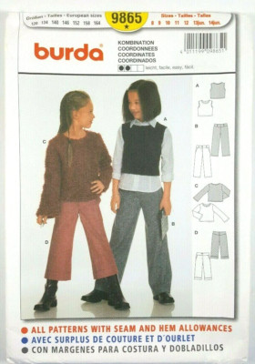 Burda Girls Sewing Patterns Shirt Pants Capris Size 8 9 10 11 12 13 14 UNCUT