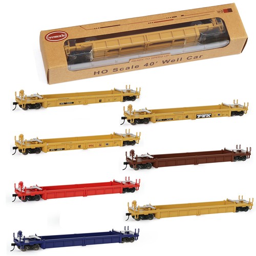 One Set HO Scale 40ft Well Car W 1:87 40' 20' Shipping Container - Picture 5 of 18