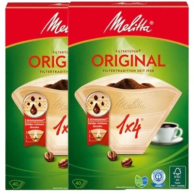2 Packungen Melitta 40 Kaffeefilterpapiere (80 Papier) Größe Nr. 4