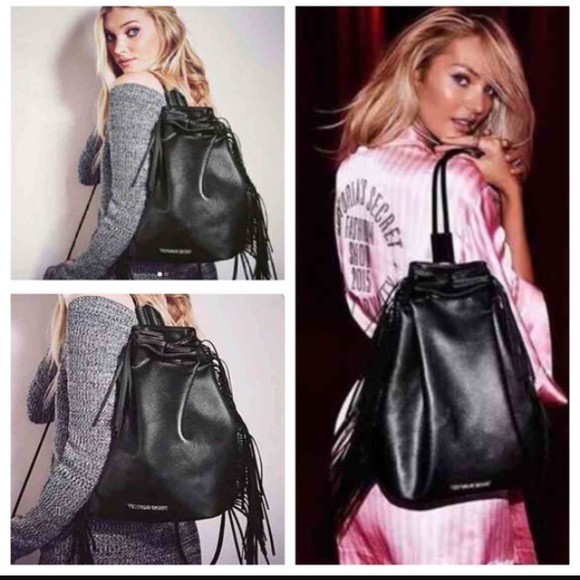 VICTORIA'S SECRET Fashion Show Faux Leather Fringe Backpack Bag