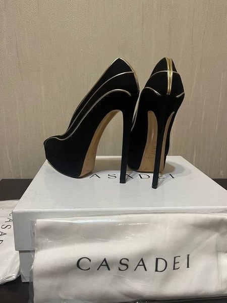 Women Heels Black Leather 36.5