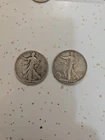 2 SILVER WALKING LIBERTY HALF DOLLARS 1942 AND 1944