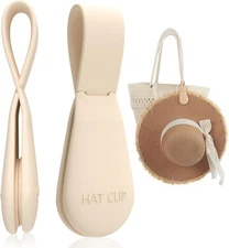 Magnetic Hat Clip for Travel on Bag, Light Khaki Silicone 1Pc 