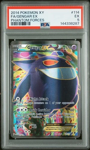 2014 POKEMON XY PHANTOM FORCES #114 FULL ART/GENGAR EX PSA 5
