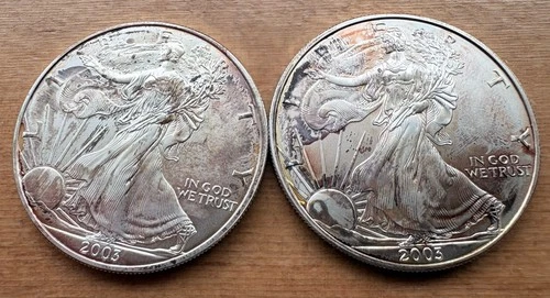 Lot Of 2 - 2003 American Silver Eagle US Coins - Bullion 1oz  Dollar Coins