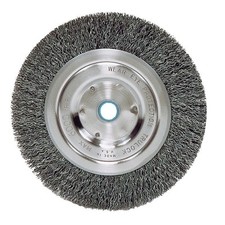 Wolverine Crimped Wire Wheel, 6 in dia, Narrow, .014 in Stainless Steel Wire,