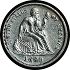 1890 Seated Liberty Dime Cleaned Choice AU
