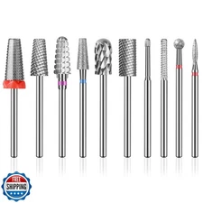 Depvko 10pcs Tungsten Carbide Nail Drill Bits Set 3/32'' Professi