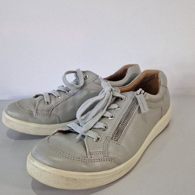 Hotter Chase II grau Turnschuhe Schuhe Größe 8 Schnürung Reißverschluss Freizeit extrabreite Passform EEE