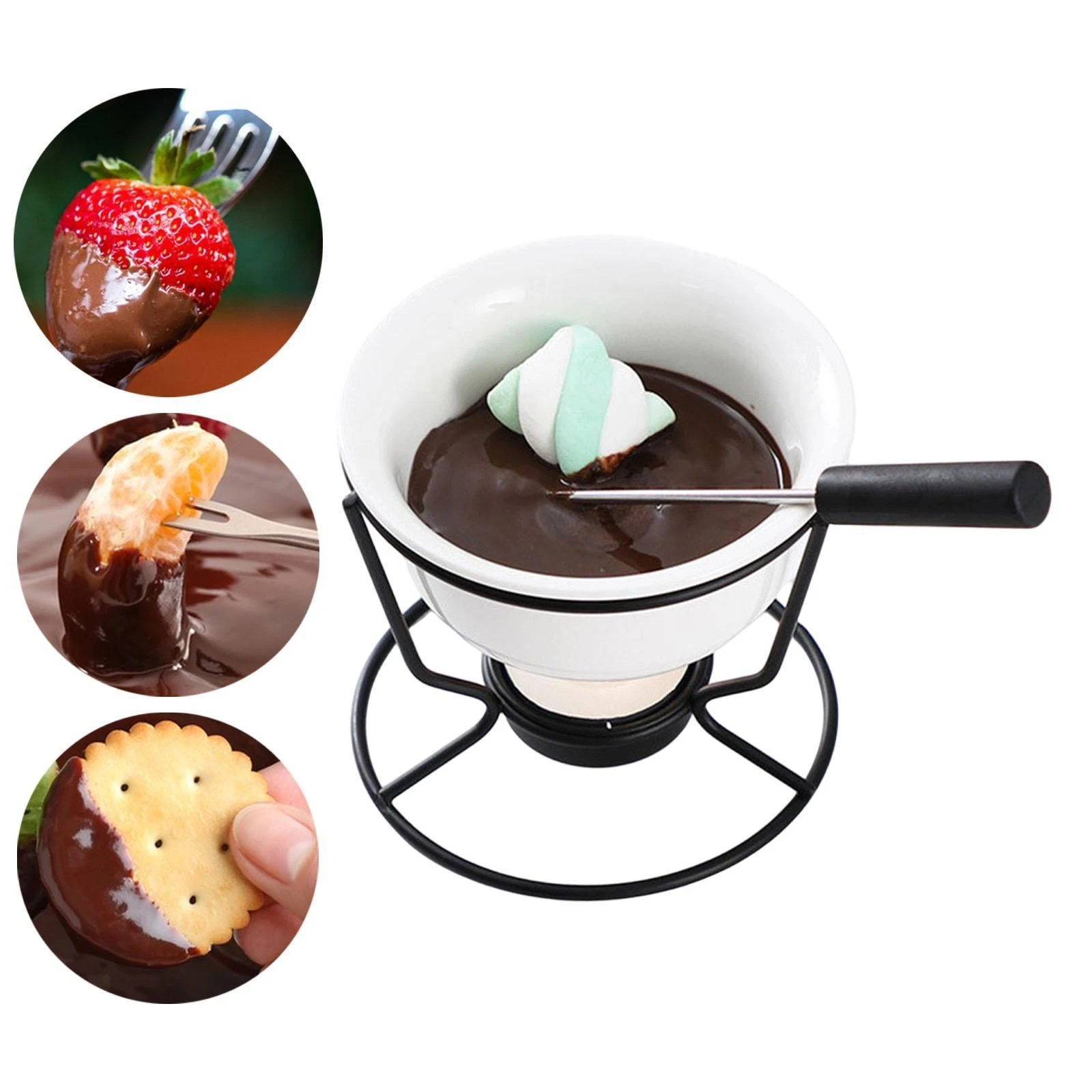 Cheese Fondue Pot Wax Melt Hot Pot Bowl Set Butter Heater Butter Warmer Cookware