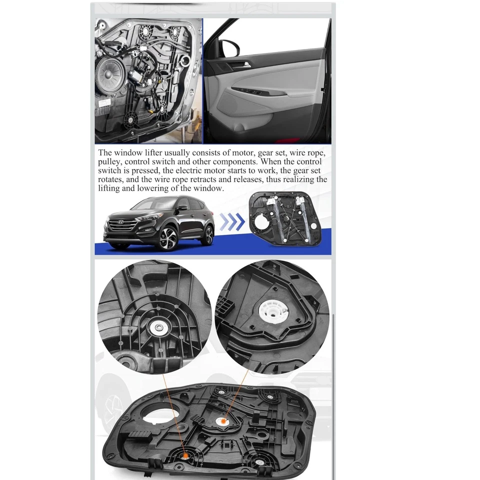 Front Right Window Regulator for Hyundai Tucson 2016-2020 82481-D3011 - Image 4 of 4