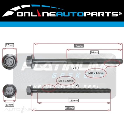 Engine Cylinder Head Bolt Set for Mazda BT50 UP UR 4 cyl 2.2L P4AT 2011~2019