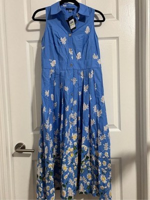 tommy hilfiger blue floral dress NWT Women's 4 Cotton Midi Shirt Cottagecore This ultra leg avenue White Simple A-line Princess Size:46 Short Jacket+40 Waist Adjust 36to42)(Height: 5 4 to5 7 )(Neck 17-18.5:XL)