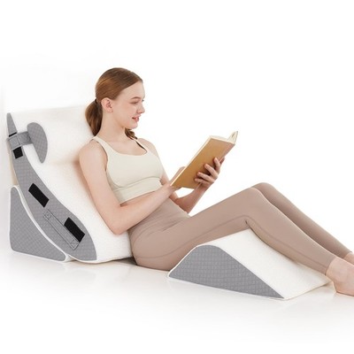 Orthopedic Bed Wedge Pillow Set for Sleeping 4 PCS - Adjustable Triangle Pill...
