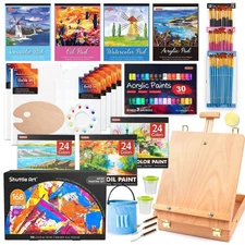 Shuttle Art 168 Pcs Artist Painting Kit, Deluxe Art Kit with Paint, Wooden Ea...