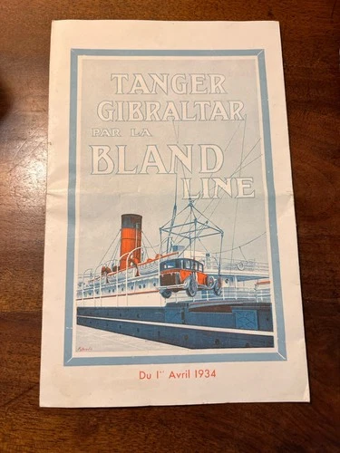 ADVERTISING BROCHURE CIE MARITIME BLAND LINE TANGER GIBRALTAR 1934 EO
