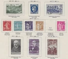 10 France Stamps from Quality Old Antique Album 1937-1938