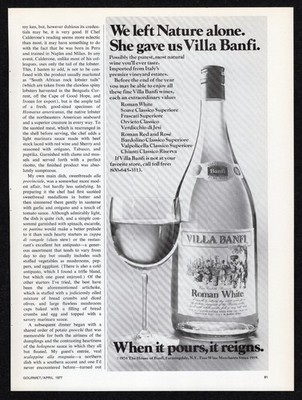 1977 Villa Banfi Roman White Wine Left Nature Alone Natural Vineyard Print Ad