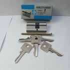 CES Kurzzylinder 7051 Messing matt vernickelt DIN 18252 incl. 5 Schlüssel