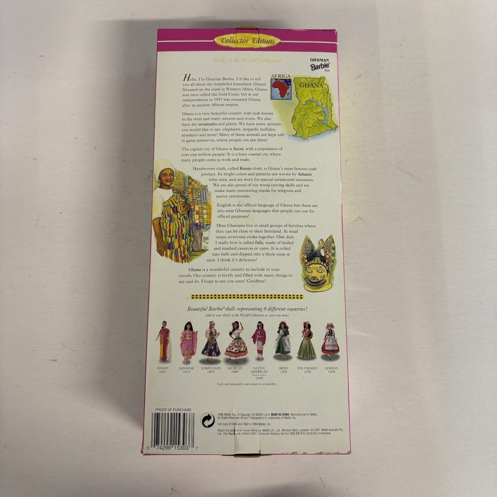 Mattel Dow Ghanian Collectors Edition Barbie Dolls Of The World