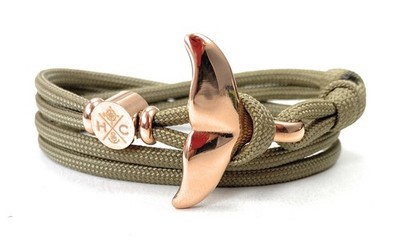 Edelstahl Walflosse Armband-Verstellbar-Surfer Armband-Paracord-Tan 499