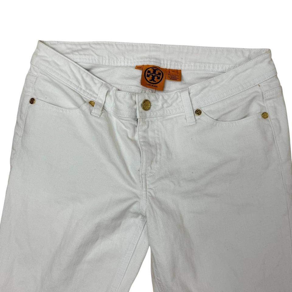 Tory Burch Size 28 white cropped Tory straight jeans  EUC - Image 2 of 4
