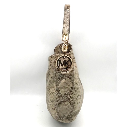 Michael Kors Fulton Angora Python Embossed Medium Chain Hobo Bag - Picture 3 of 11