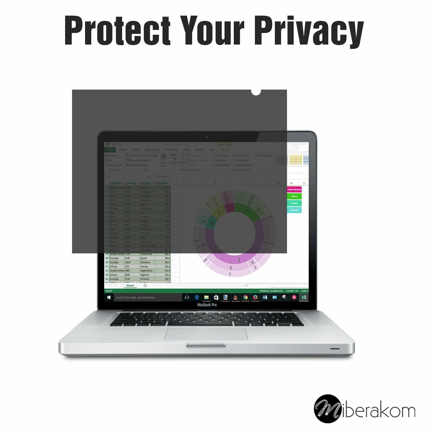 miberakom privacy Screen Filter/ Filtro Privacy/ Schermo per la privacy (C7T)