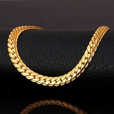 18K Gold Vermeil 6mm 20"/22"/24"/26"/28/30" Snake Curb Link Chain Necklace F809G