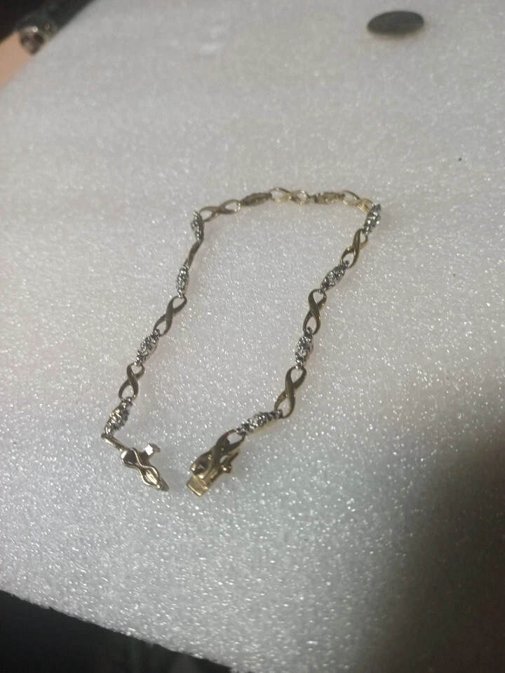 Infinity Linked BraceletGoldtone AndSterling Silver Vermiel Diamond Accent  7.5" - Image 3 of 4