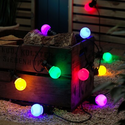 Auraglow farbige LED Birne Feston Lichterkette Set
