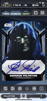 Topps Star Wars Card Trader Holocron Series - Black Signed Emperor Palpatine