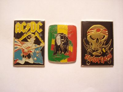 (NEU) MOTORHEAD AC/DC BOB MARLEY HEAVY METAL ROCK MUSIK PIN ABZEICHEN JOB SET BÜNDEL