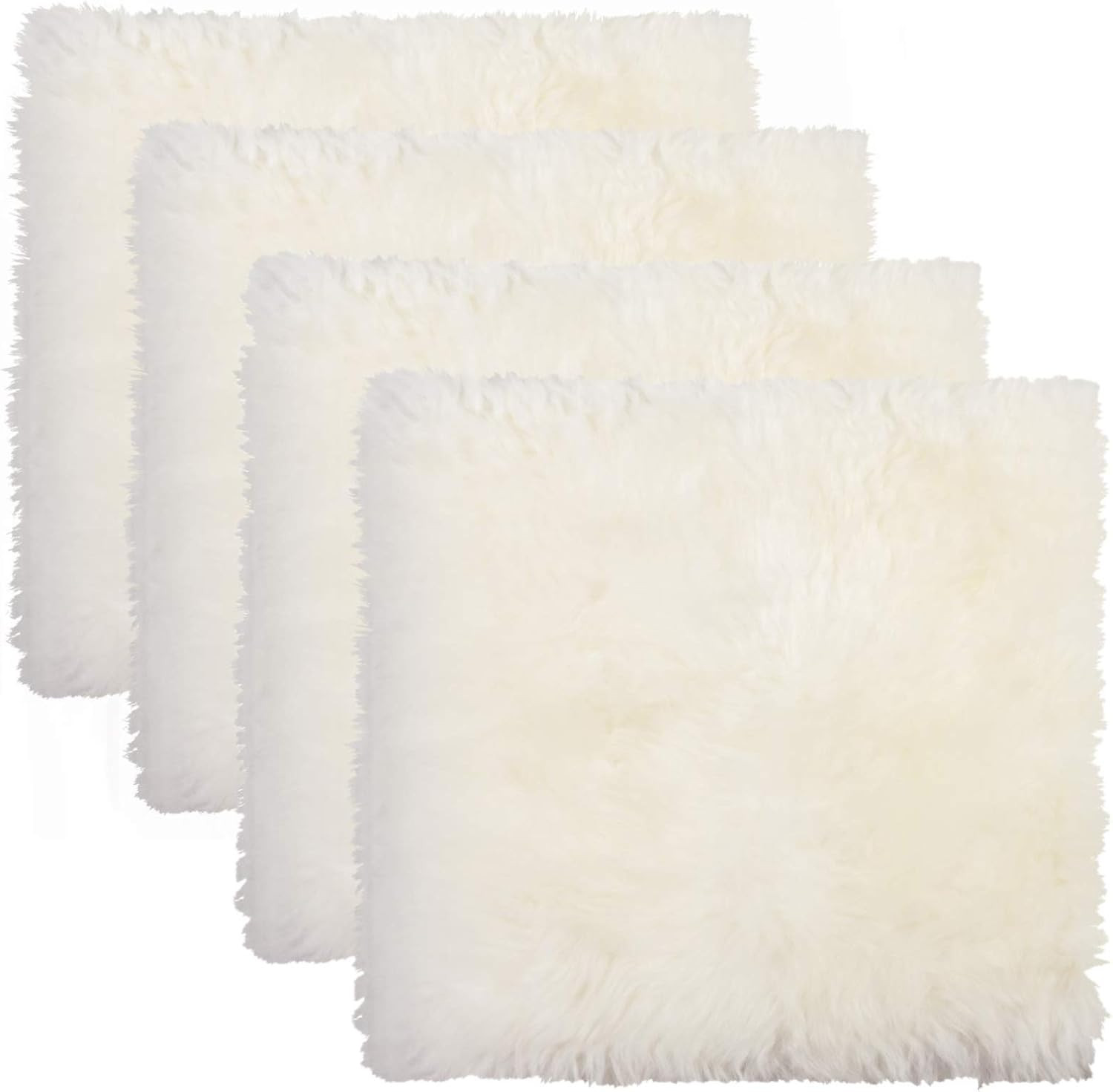 Set of 4, Natural Sheepskin Chairpad with Non-Slip Backing | 100% Real New Zeala