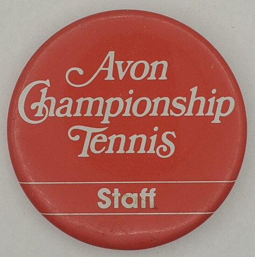Vintage 80s Avon Championship Tennis Womens WTA Tour Staff Litho Pinback Button