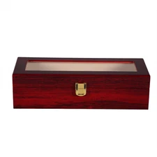 6 Slots Watch Box Wooden Watch Case Glass Lid Jewelry Organizer Display Case