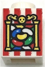 Lego New White Brick 1 x 1 Stud with Jelly Beans Yellow Pillars and Red Stripes